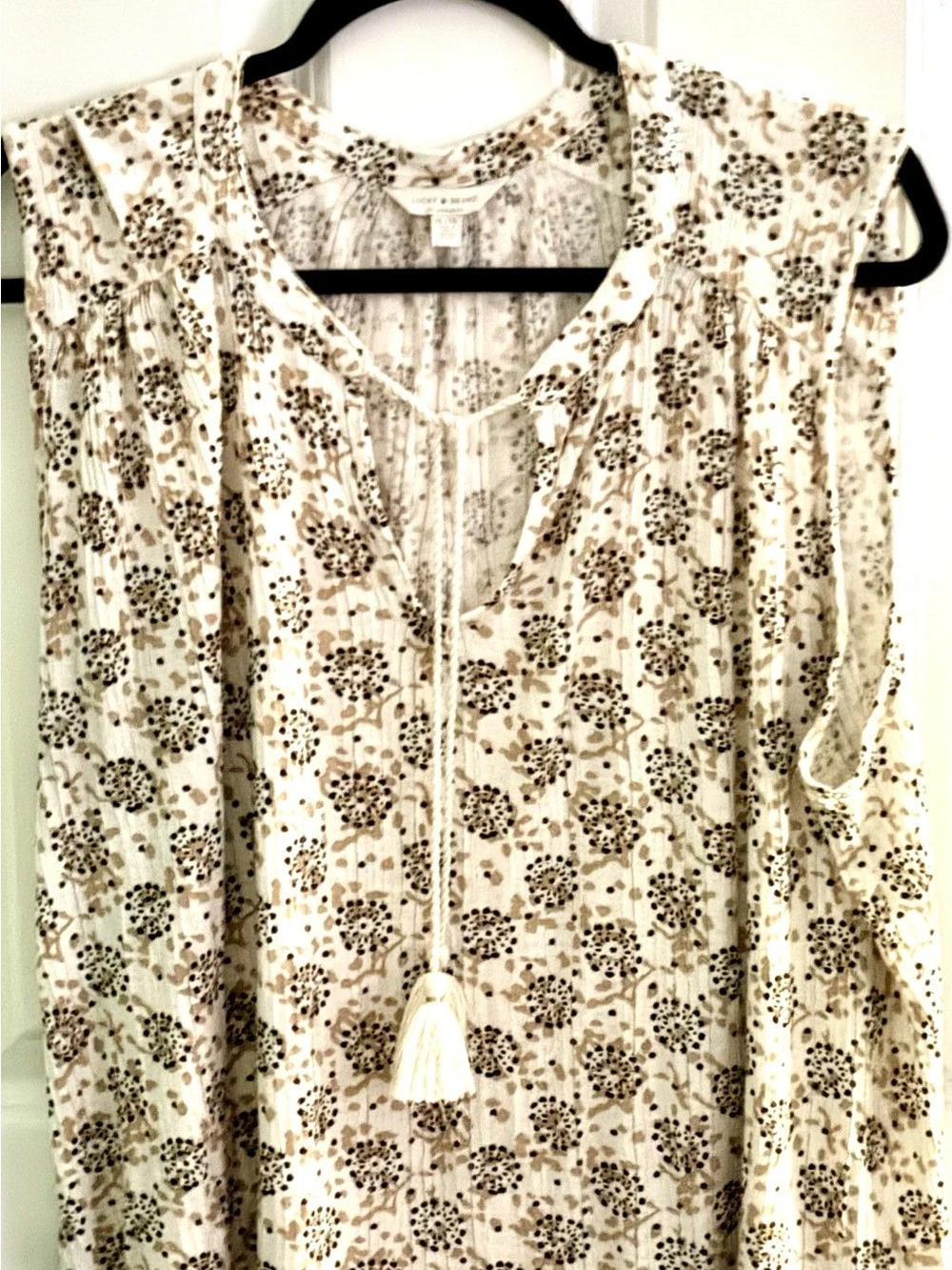 Lucky Brand Floral Blouse Cream & Brown Size XL (16) Like New